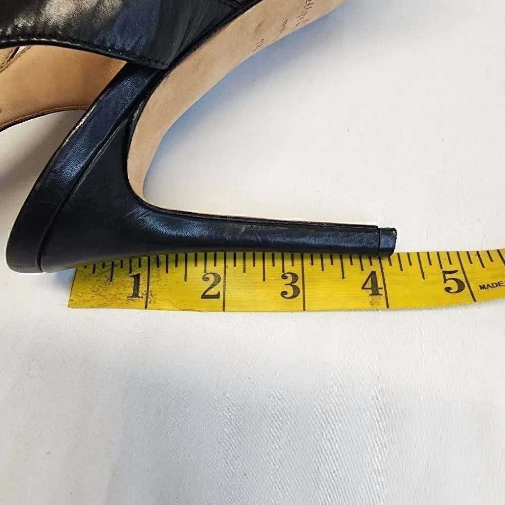 Bettye Mueller Black Leather Pumps Cut Out Ankle Strap Size 9.5